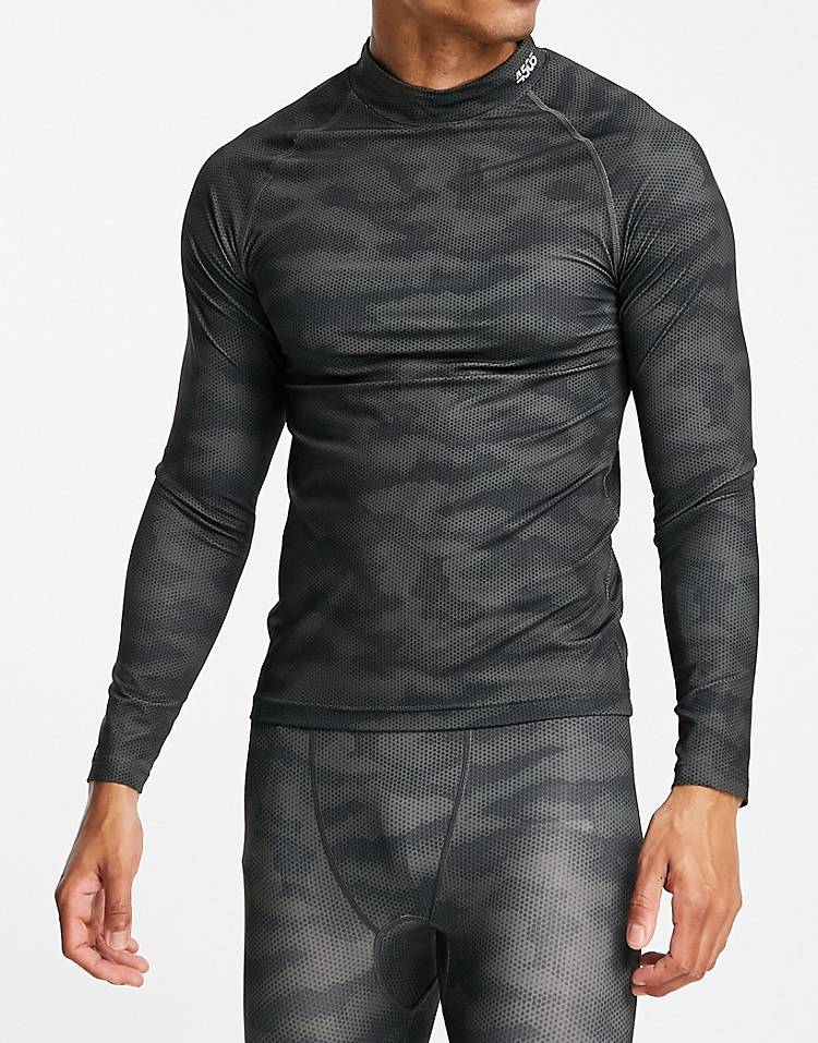 ASOS 4505 base layer long sleeve t-shirt with mock neck and camo print